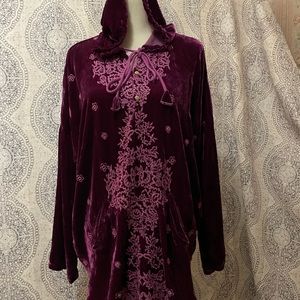 Johnny Was NWT Melanie Velvet Hoodie Plum L